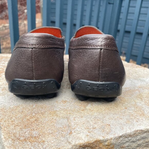 GEOX Respira Size 45 Brown/Orange Leather Slip on Loafer / Driving Moc main image 4